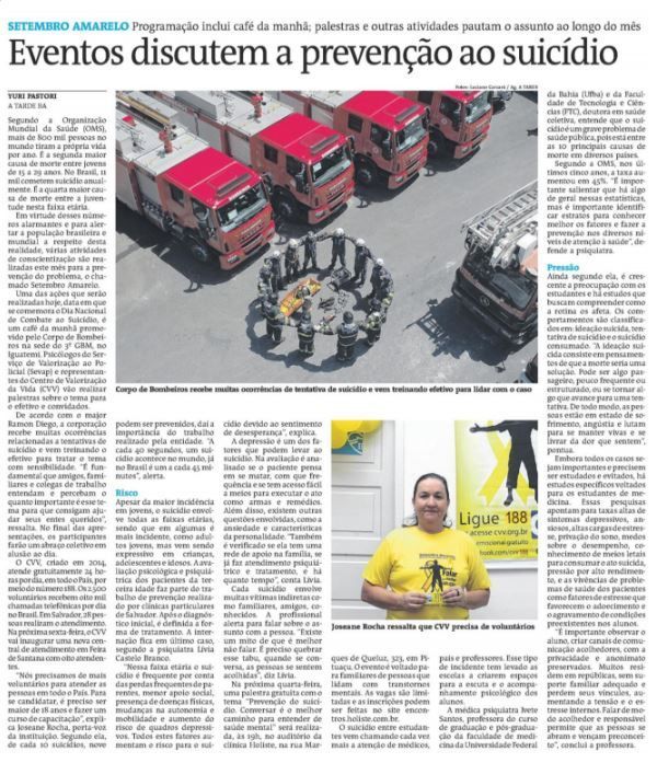 Matéria do Jornal A Tarde, 09 de setembro